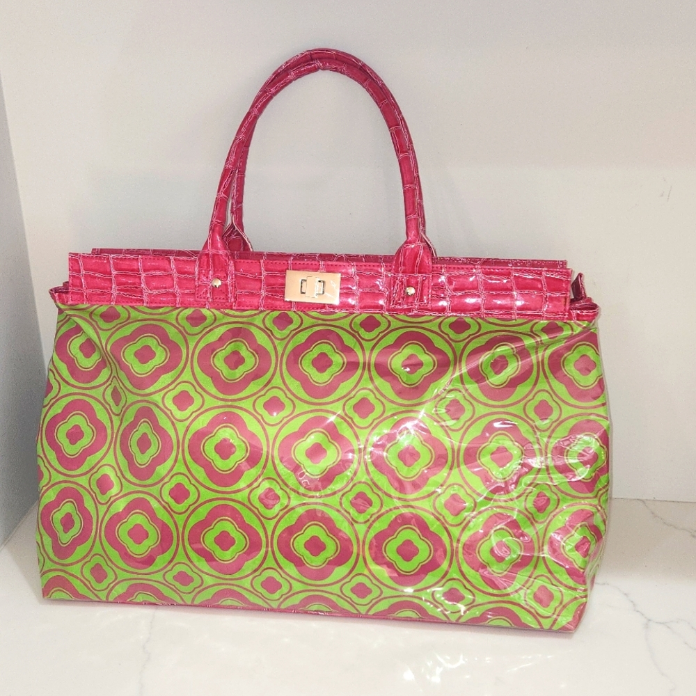 Murval Pink and Green Patterned Tote